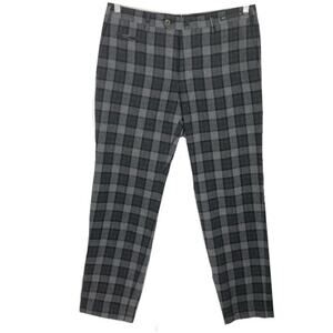 NWOT PT01 Pant Mens 50/34 Flannel Style Slim Fit Wool Cotton Plaid Grey Black